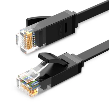 Высокоскоростной интернет кабель UGREEN Cat 6 Lan плоский сетевой шнур патч-корд RJ45 1.5 м Black (NW102)