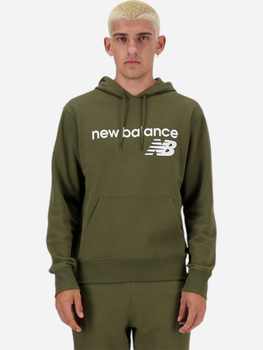 Bluza męska z kapturem kangurka New Balance NBMT03910DMO 2XL Oliwkowa (197375441641)