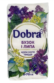 Туалетне крем-мило Dobra Бузок та липа 5шт 350г