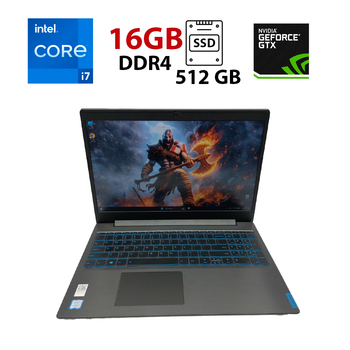 Игровой ноутбук Lenovo IdeaPad L340 Gaming / 15.6" (1920x1080) IPS / Intel Core i7-9750H (6 (12) ядер по 2.6 - 4.5 GHz) / 16 GB DDR4 / 512 GB SSD + 500 GB HDD / nVidia GeForce GTX 1050, 3 GB GDDR5, 96-bit / WebCam / Windows 11 Pro б/у