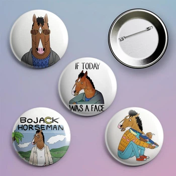 Закатные значки Конь БоДжек BoJack Horseman металлические на булавке 56 мм 4 штуки в комплекте