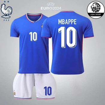 Футбольна форма дитяча Lion SPORT Mbappe (Мбапе) 10 Збірна Франції, сезон 24/25, 28 розмір, ріст 145-150 см, синя з білим