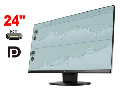 Монитор Eizo FlexScan EV2450 / 24" (1920x1080) IPS / 1x HDMI, 1x DP, 1x DVI, 1x VGA, 1x USB 3.0, 2x USB 2.0, 2x Audio / 2х 1W / VESA 100x100 / Pivot б/у