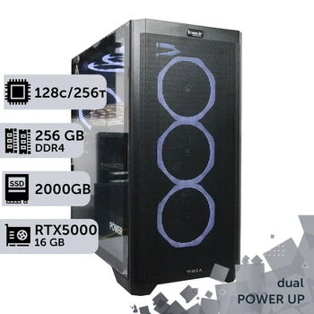 Двухпроцессорная рабочая станция PowerUp #484 AMD EPYC 7763 x2 / 256 GB / SSD 2TB / NVIDIA Quadro RTX5000 16GB для 3D моделирования видеомонтажа рендеринга для инженеров и архитекторов
