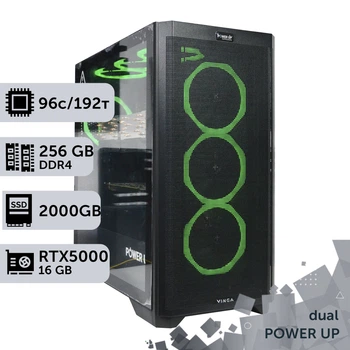 Двухпроцессорная рабочая станция PowerUp #473 AMD EPYC 7642 x2 / 256 GB / SSD 2TB / NVIDIA Quadro RTX5000 16GB для 3D моделирования видеомонтажа рендеринга для инженеров и архитекторов