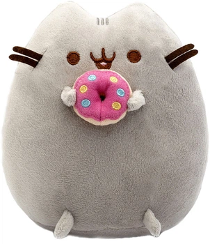 М'яка іграшка Пушин кет Pusheen cat великий S&T 21 х 25 см з Пончиком в лапках Сірий (n-9719)