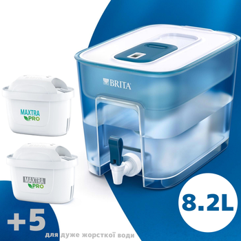 Большой фильтр-кувшин Brita Flow 8,2 л с картриджами Maxtra Pro 1 шт + Maxtra Pro Hard Water 5 шт
