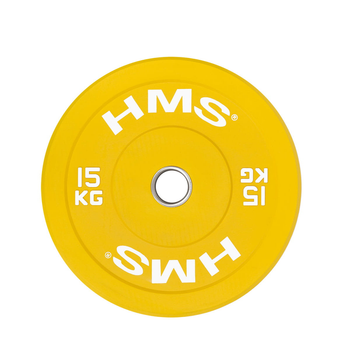 Диск олімпійський HMS Bumper 15 кг жовтий (5907695520606)