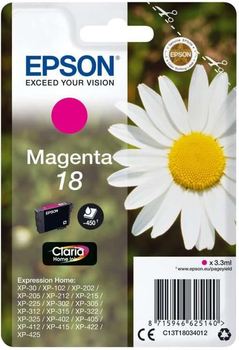 Tusz do drukarek Epson T180340 18 3.3 ml Magenta (C13T18034012)