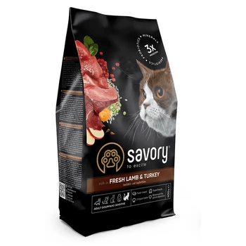 Сухой корм для кошек с чувствительным пищеварением Savory Fresh Lamb & Turkey со свежим ягненком и индейкой 8 кг (30099)