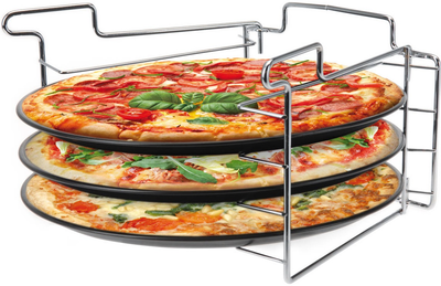 Zestaw do pieczenia pizzy Excellent Houseware 3 metalowe blaszki + stojak (8711295789243)