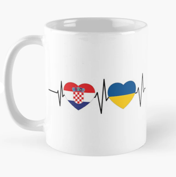Чашка Керамическая Кружка с принтом Ukraine Croatia Украина Хорватия Белая 330 мл