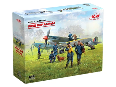 Сборная модель ICM Аэродром RAF IIСВ Spitfire Mk.IX, Spitfire Mk.VII, Пилоты и техники RAF 7 фигур DS4802