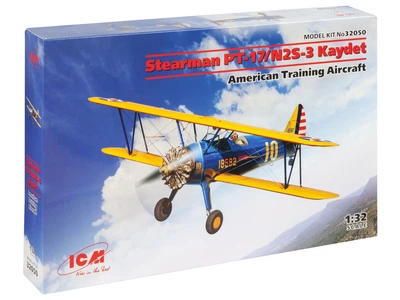 Сборная модель ICM Stearman PT-17/N2S-3 Kaydet, Американский учебный самолет 32050