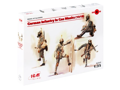 Сборная модель ICM Немецкая пехота в противогазах 1918 г. , 4 фигуры 35695