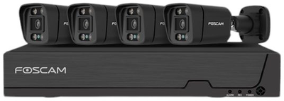 Комплект відеоспостереження Foscam 4x V8EP Black + FNA108HE Black 2TB HDD (FNA108E-B4-2T black)