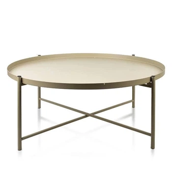 Столик металевий журнальний LUCAS BEIGE D-76.5 см. 30197