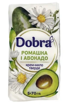 Туалетні крем-мило Dobra Ромашка та авокадо 5шт 350г