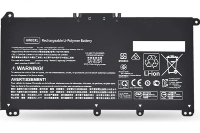 Батарея HW03XL для ноутбука HP Pavilion 15-EH 15-EG Laptop 17-CN 17-CP (11.34V 41.04 Wh) Replacement