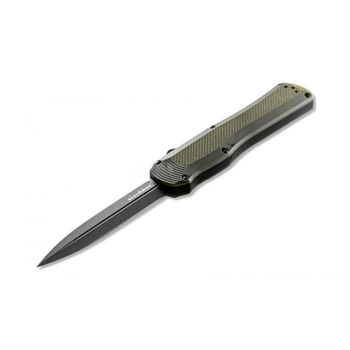 Нож складной карманный замок автомат Out-the-Front Double Auto Benchmade 3400BK-1 Autocrat Olive OTF, Auto, 223 мм