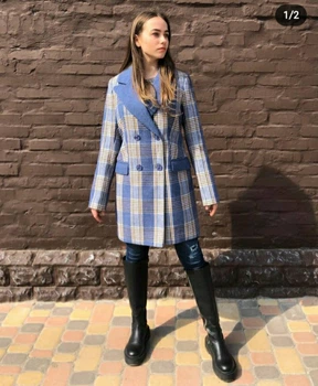 Напівпальто демісезонне Lady Prestige Л606 50 клітинка
