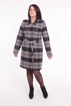 Демісезонне пальто Lady Prestige Л590 48 фіолетова клітка