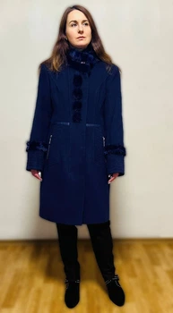 Зимове кашемірове пальто Lady Prestige Л261 44 синє