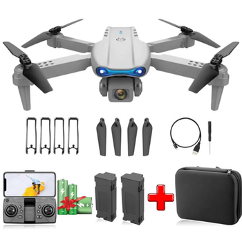 Квадрокоптер E99 Max дрон с камерой, HD FPV до 100 м, 30 мин. полета кейс (2 аккумулятора) + подарок батарейки