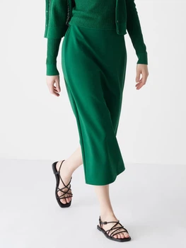 Юбка миди осенняя прямая женская Uniqlo 859179941 L Зеленая (1159811485)