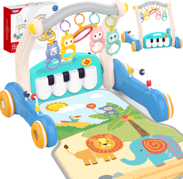 Інтерактивний килимок Woopie Baby 2 в 1 Ходунки з піаніно Блакитний (5904326947740)