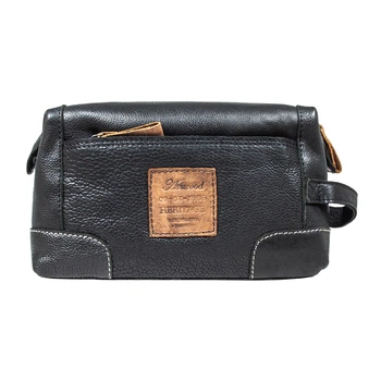 Мужской кожаный несессер-косметичка для путешествий Ashwood 4557 Black (Черный)