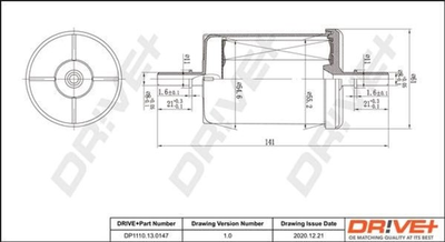Топливный фильтр Drive+ Peugeot Petrol 1.0-3.0 96- (DP1110.13.0147)