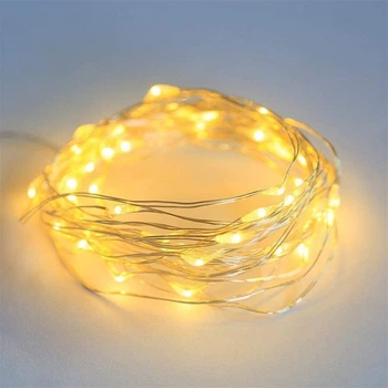 LED гирлянда новогодняя 20LED 2м цвет Теплый Белый режим статика от USB