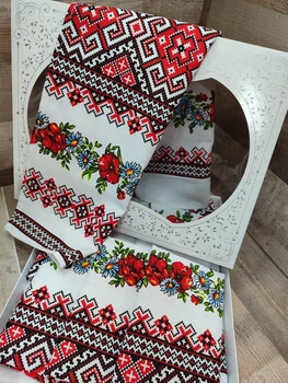 Набор в подарочной коробке льняная скатерть (150*220)+полотенца 6 штук (35*70) (П4К-Al-nabir-lyon-0010-02)