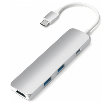 Концентратор USB Satechi Aluminum Type-C Slim Multi-Port Adapter 4K Silver (ST-CMAS) Б/У