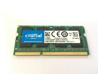Оперативная память 4 ГБ, DDR3L, для ноутбуков, Crucial (1600 МГц, 1.35 В, CT51264BF160B.C16FPD2) Б/У