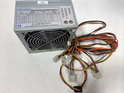 Блок питания 360 Вт Microlab, 24+4 pin, питание видеокарты - Нет, 120 мм, ATX, M-ATX-360W Б/У
