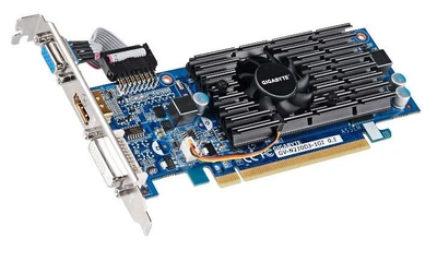 Видеокарта Gigabyte GeForce 210 (1 ГБ, GDDR3, 64 бит, 589/1200 МГц, VGA, DVI, HDMI, GV-N210D3-1GI Б/У