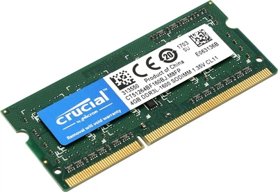 Оперативная память 4 ГБ, DDR3L, для ноутбуков, Crucial (1600 МГц, 1.35 В, CT51264BF160BJ.M8FP Б/У
