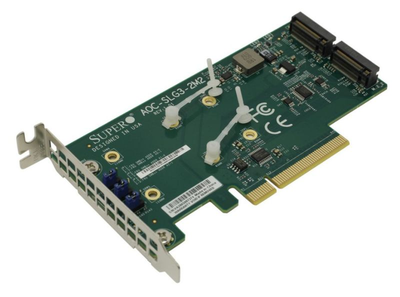 Контроллер Supermicro PCIe x8, 2x SSD m.2 NVMe (AOC-SLG3-2M2) низкий профиль Б/У
