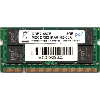 Оперативная память 2 ГБ, DDR2, для ноутбуков, PQI (667 МГц, 1.8 В, CL6, MECDR521PA0102-08A1) Б/У