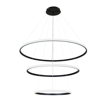 Люстра подвесная светодиодная LED кольца Levistella7529833-3A BLACK LED (400+600+800)черная