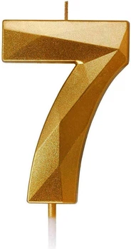 Свічка для торта Цифра 7 ромб золота 6 см (1373-7)
