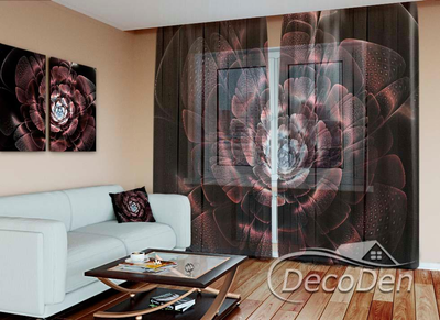 3D - Фото Тюль PHOTODECOR "Коричнева квітка"