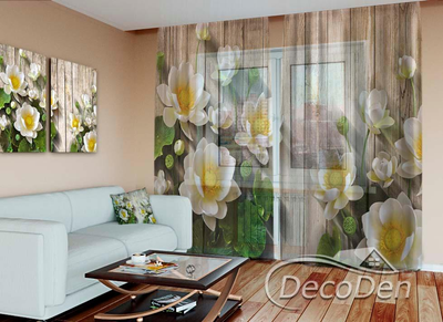 3D - Фото Тюль PHOTODECOR "3D Лілії"