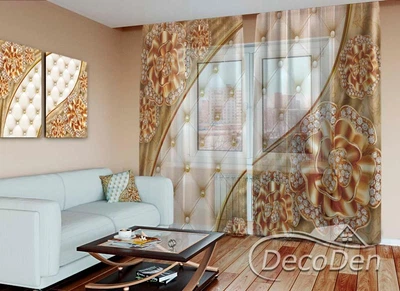 3D - Фото Тюль PHOTODECOR "3D Троянди зі стразами" 1 кв.м