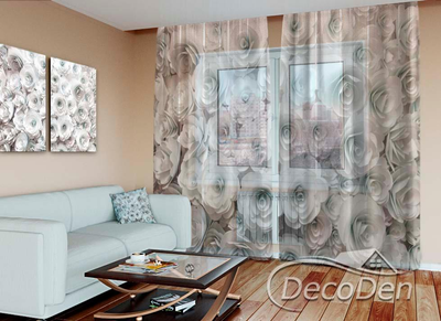 3D - Фото Тюль PHOTODECOR "Паперові троянди"
