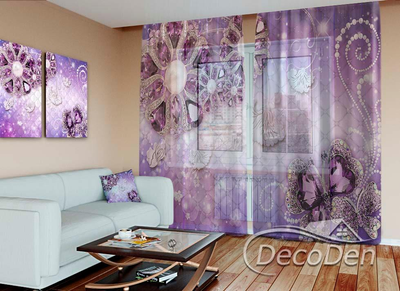 3D - Фото Тюль PHOTODECOR "Фіолетове дорогоцінне каміння"