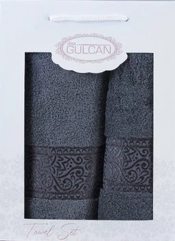 Набір рушників Cotton 3шт 50х90/70х140см сірий 3230_ornament_3ka_dark_grey Gulcan