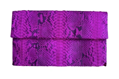 Женский клатч из натуральной кожи питона яркая фуксия Ekzotic leather (snc02_2)